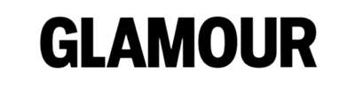 The word GLAMOUR in bold, black, uppercase letters with a slight shadow effect, displayed on a transparent background.