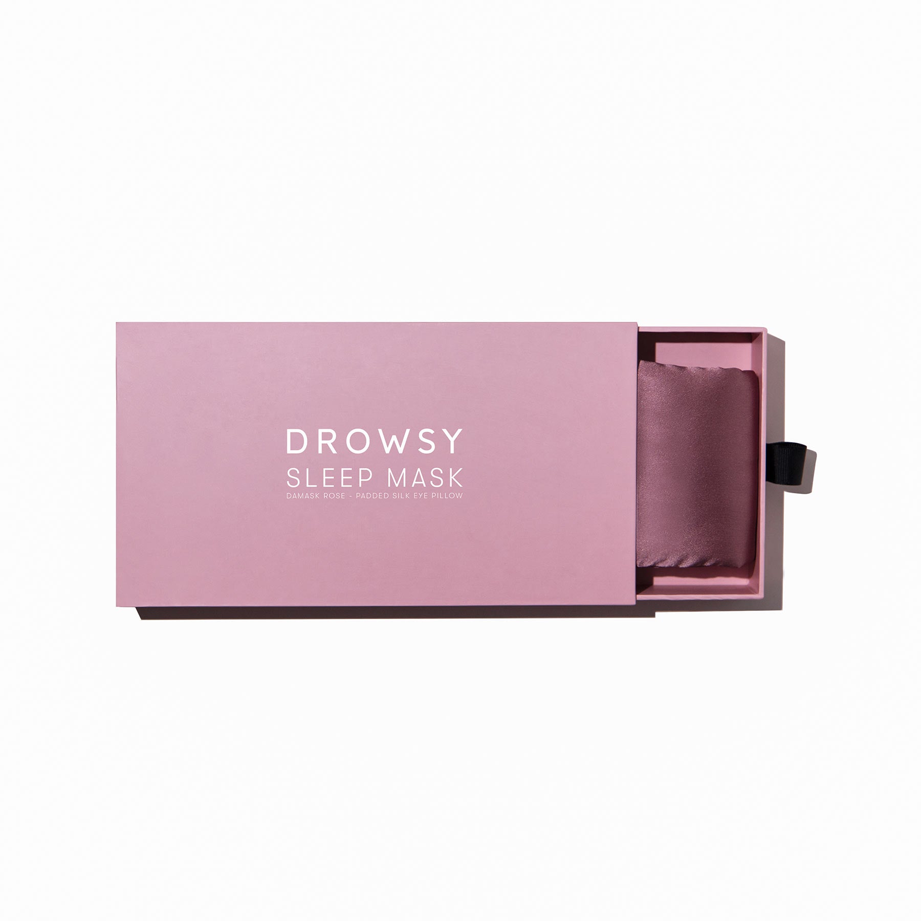 Drowsy Sleep Co. Damask Rose sleep mask in box on white background
