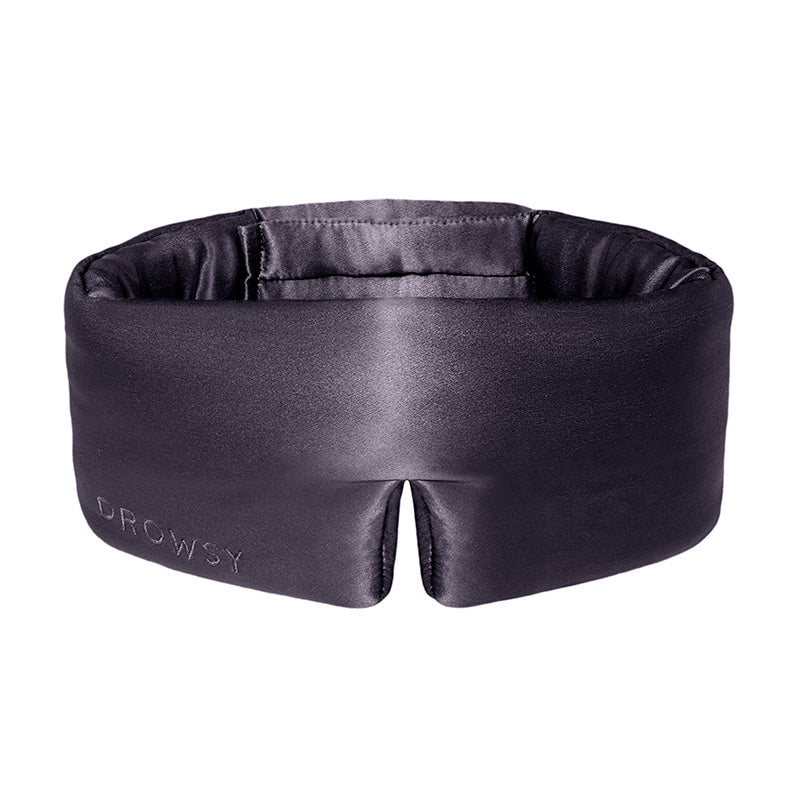 The Moonlight Shadow blackout eye mask by drowsysleepco features the word DROWSY embroidered on the left and is displayed against a plain white background.