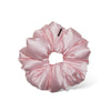 The Petal Pink Padded Scrunchie by us.drowsysleepco is an oversized, shiny satin hair accessory in light pink, displayed on a white background. Its smooth gathered design ensures comfort and supports hair health.
