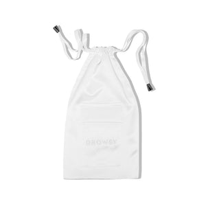 Pearl white drawstring carry pouch for Drowsy silk sleep mask