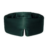 Dark green contoured Ivy Garden silk sleep mask with a velcro strap for beauty sleep.