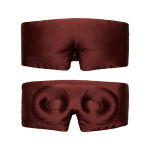 Two views of the us.drowsysleepco Cocoa Glow - Eyelash Protecting Mask: the top shows a smooth front, while the bottom displays contoured eyecups and padded cavities for comfortable, eyelash-protecting sleep.