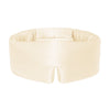 The us.drowsysleepco Champagne Gold silk eye mask features a cream hue, plush padding, a wide band, and a contoured bottom to block light and promote deep beauty sleep.