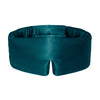 Drowsy Green Sapphire coloured silk sleep mask on a white background