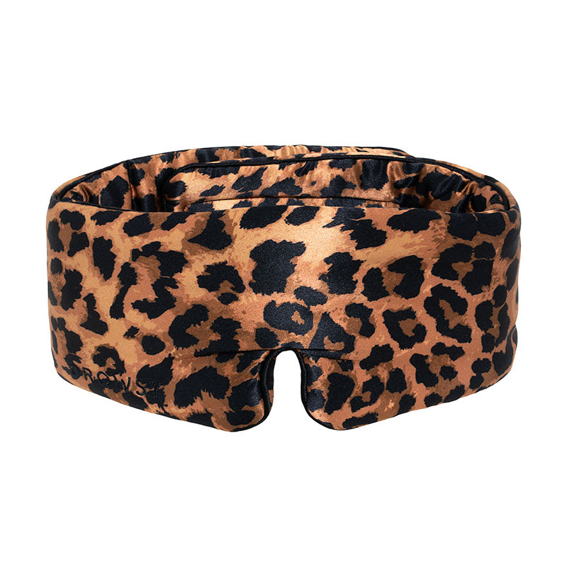 The Hotel Paradiso Wild Thing Sleep Mask from us.drowsysleepco features a bold brown and black leopard print, an adjustable fit, and a comfy nose cutout—ideal for elevating your beauty sleep.