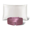 The drowsysleepco Perfect Skin Bundle Pink Damask Rose, featuring a luxurious silk pillowcase and sleep mask, is elegantly displayed on a white background—ideal for restful nights and glowing skin.